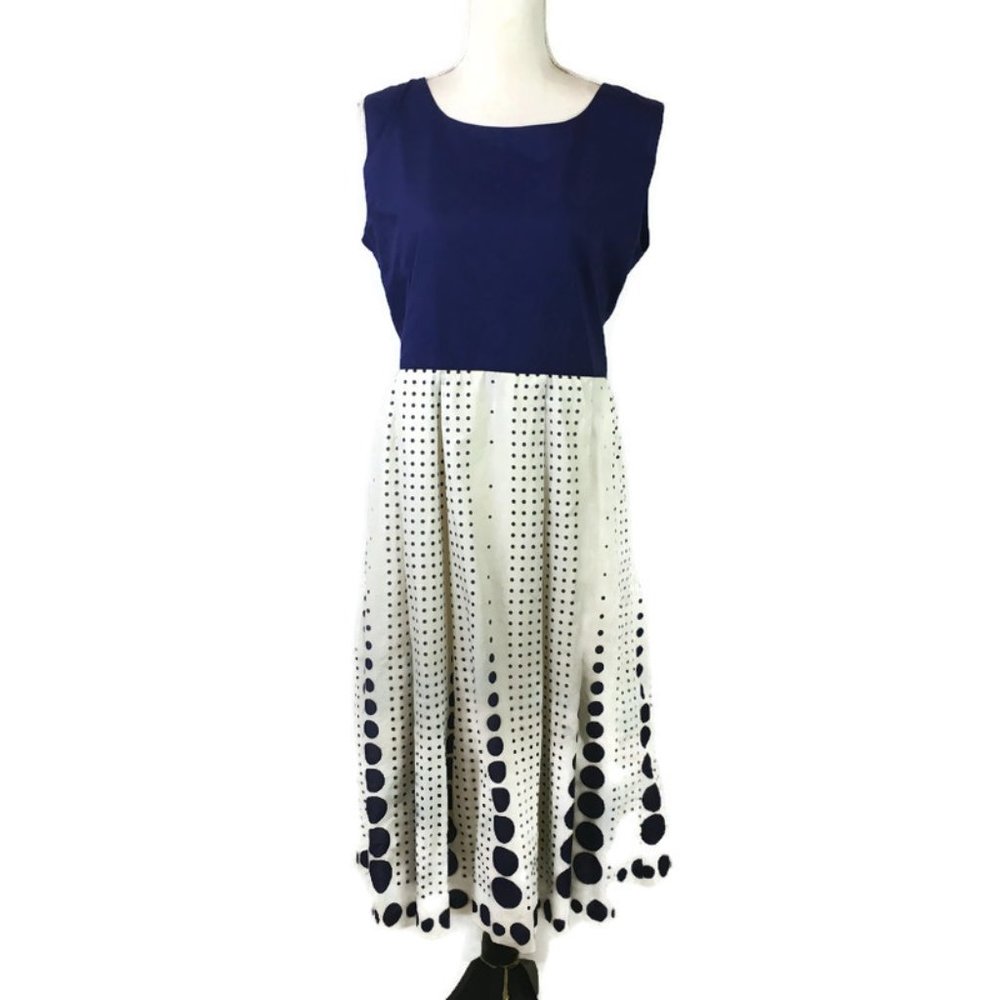Rachel Riley Franc Dress  XL Navy Polka Dots